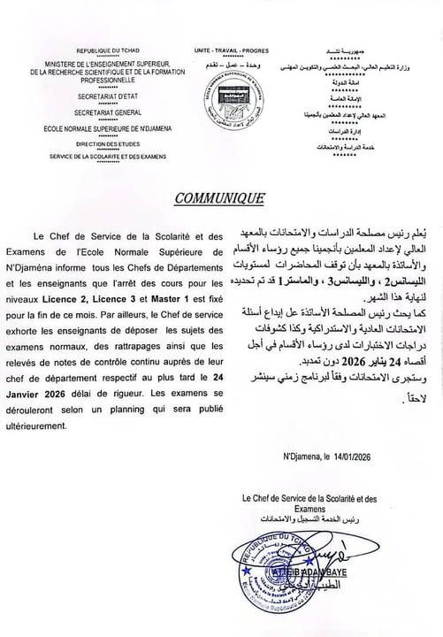 Information académique importante