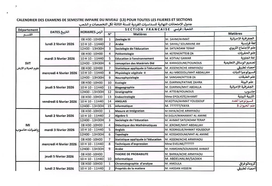 COMMUNIQUÉ Examen L3